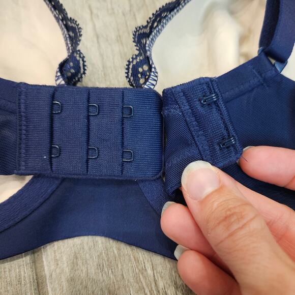 Soma Enticing Lift Full Coverage Lace Bra Womens 34C Navy Blue Feminine Lace - Picture 7 of 9